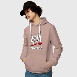 Толстовка-худи хлопковая мужская WWE universe, цвет: пыльно-розовый — фото 2