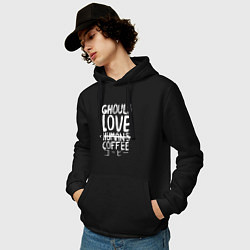 Толстовка-худи хлопковая мужская Ghouls Love Coffee, цвет: черный — фото 2