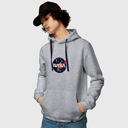Толстовка-худи хлопковая мужская NASA: Space Style, цвет: меланж — фото 2