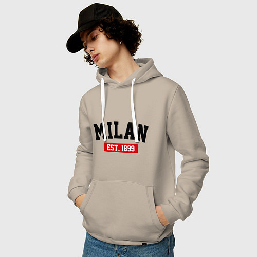 Мужская толстовка-худи FC Milan Est. 1899 / Миндальный – фото 3