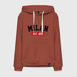 Толстовка-худи хлопковая мужская FC Milan Est. 1899, цвет: кирпичный