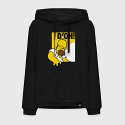 Толстовка-худи хлопковая мужская Homer D'OH!, цвет: черный