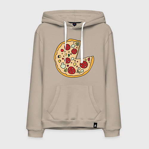 Мужская толстовка-худи Пицца парная / Миндальный – фото 1