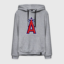 Толстовка-худи хлопковая мужская Los Angeles Angels of Anaheim logo, цвет: меланж