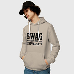 Толстовка-худи хлопковая мужская Swag University, цвет: миндальный — фото 2