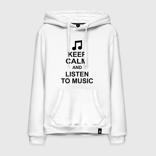 Мужская толстовка-худи Keep Calm & Listen To Music / Белый – фото 1