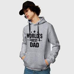 Толстовка-худи хлопковая мужская Worlds best DADDY, цвет: меланж — фото 2