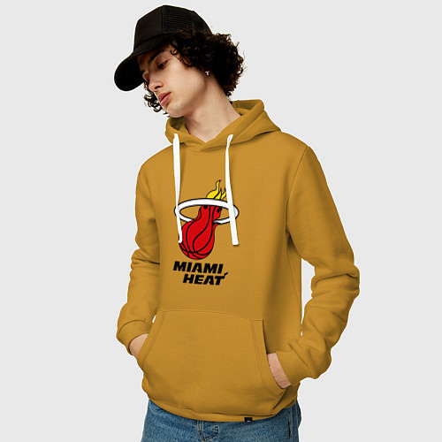 Мужская толстовка-худи Miami Heat-logo / Горчичный – фото 3