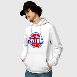 Толстовка-худи хлопковая мужская Detroit Pistons - logo, цвет: белый — фото 2
