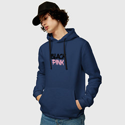 Толстовка-худи хлопковая мужская Black Pink Graffiti, цвет: тёмно-синий — фото 2