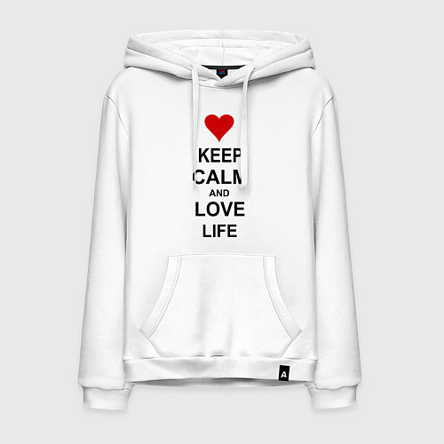 Мужская толстовка-худи Keep Calm & Love Life / Белый – фото 1