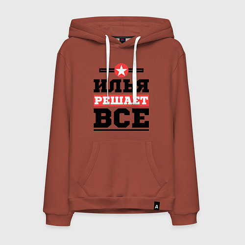 Мужская толстовка-худи Илья решает все / Кирпичный – фото 1