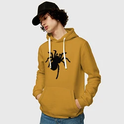 Толстовка-худи хлопковая мужская Черный паук, цвет: горчичный — фото 2