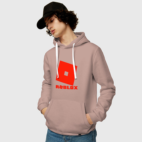 Мужская толстовка-худи Roblox Logo / Пыльно-розовый – фото 3