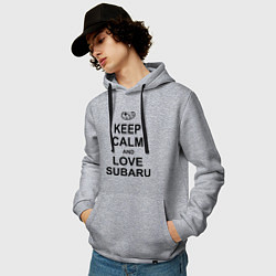 Толстовка-худи хлопковая мужская Keep Calm & Love Subaru, цвет: меланж — фото 2