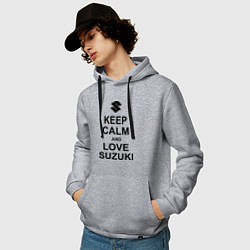 Толстовка-худи хлопковая мужская Keep Calm & Love Suzuki, цвет: меланж — фото 2