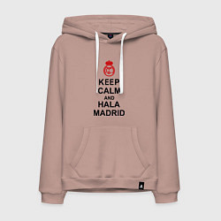Толстовка-худи хлопковая мужская Keep Calm & Hala Madrid, цвет: пыльно-розовый