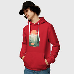Толстовка-худи хлопковая мужская Wood Adventure, цвет: красный — фото 2