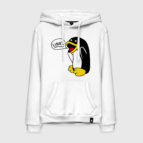 Мужская толстовка-худи Пингвин: Linux / Белый – фото 1