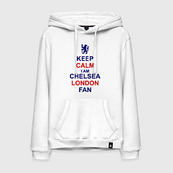 Толстовка-худи хлопковая мужская Keep Calm & Chelsea London fan, цвет: белый