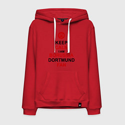 Толстовка-худи хлопковая мужская Keep Calm & Borussia Dortmund fan, цвет: красный