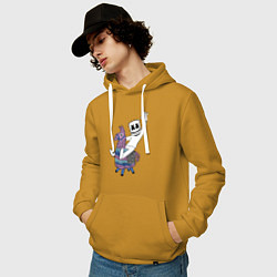Толстовка-худи хлопковая мужская Marshmello x Llama, цвет: горчичный — фото 2