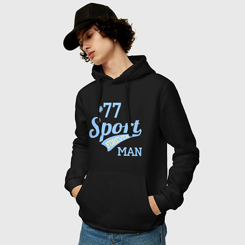 Мужская толстовка-худи Sport man / Черный – фото 3
