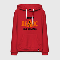 Толстовка-худи хлопковая мужская AC/DC: High Voltage, цвет: красный