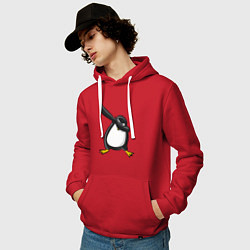 Толстовка-худи хлопковая мужская DAB Pinguin, цвет: красный — фото 2