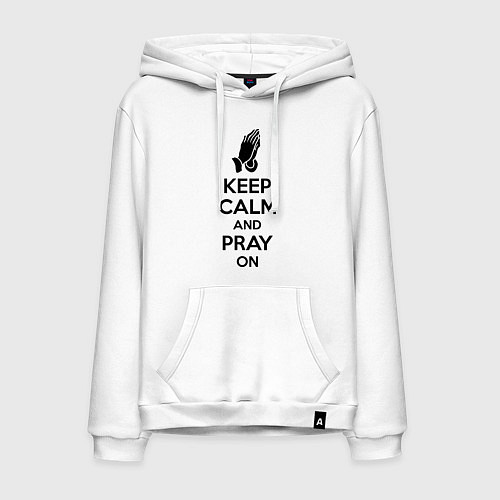 Мужская толстовка-худи Keep Calm & Pray On / Белый – фото 1