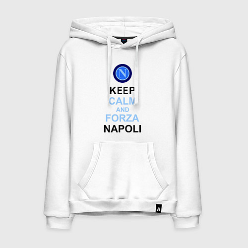 Мужская толстовка-худи Keep Calm & Forza Napoli / Белый – фото 1