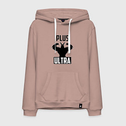 Толстовка-худи хлопковая мужская PLUS ULTRA черный, цвет: пыльно-розовый