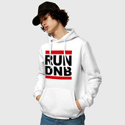 Толстовка-худи хлопковая мужская RUN DNB, цвет: белый — фото 2