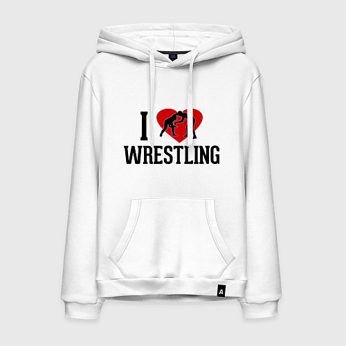 Мужская толстовка-худи I love wrestling / Белый – фото 1