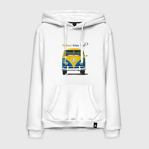 Мужская толстовка-худи Я люблю вас Yellow-blue bus / Белый – фото 1