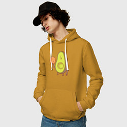 Толстовка-худи хлопковая мужская Авокадо, цвет: горчичный — фото 2