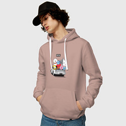 Толстовка-худи хлопковая мужская BT21, цвет: пыльно-розовый — фото 2