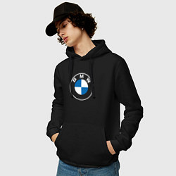 Толстовка-худи хлопковая мужская BMW LOGO 2020, цвет: черный — фото 2