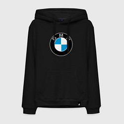 Толстовка-худи хлопковая мужская BMW, цвет: черный