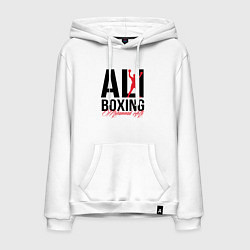 Толстовка-худи хлопковая мужская Muhammad Ali, цвет: белый