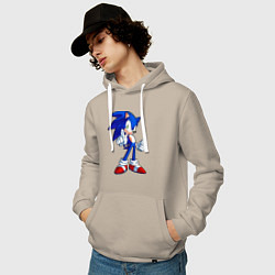Толстовка-худи хлопковая мужская SONIC, цвет: миндальный — фото 2