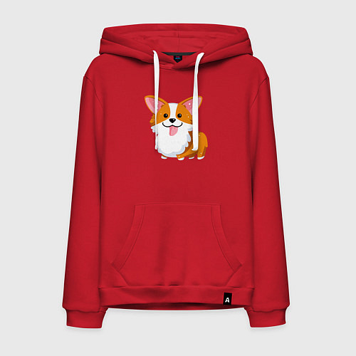 Мужская толстовка-худи Милый корги / Красный – фото 1