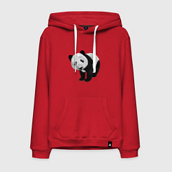 Толстовка-худи хлопковая мужская Панда, цвет: красный