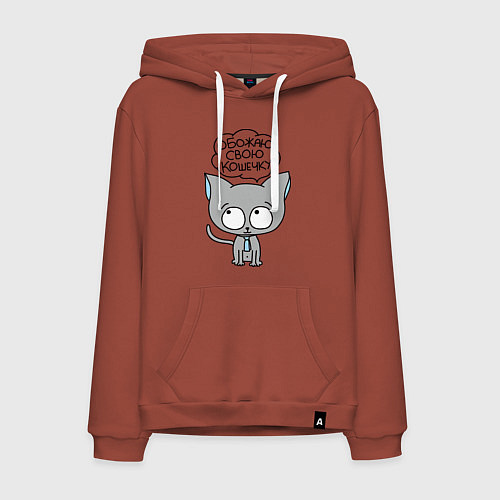 Мужская толстовка-худи Обожаю свою кошечку / Кирпичный – фото 1