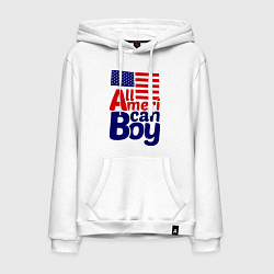 Толстовка-худи хлопковая мужская All American Boy, цвет: белый