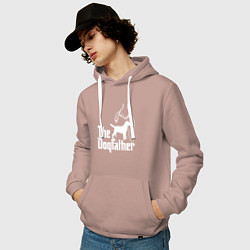 Толстовка-худи хлопковая мужская The Dogfather - пародия, цвет: пыльно-розовый — фото 2