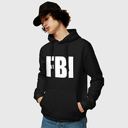 Толстовка-худи хлопковая мужская FBI, цвет: черный — фото 2