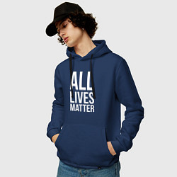 Толстовка-худи хлопковая мужская ALL LIVES MATTER, цвет: тёмно-синий — фото 2