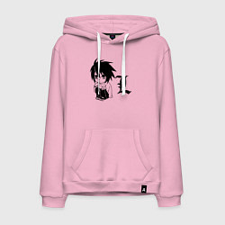 Толстовка-худи хлопковая мужская Death Note, цвет: светло-розовый