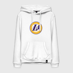 Толстовка-худи хлопковая мужская LA Lakers, цвет: белый